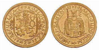 První Československé zlaté mince. Dochovalo se pouze 8 kusů.